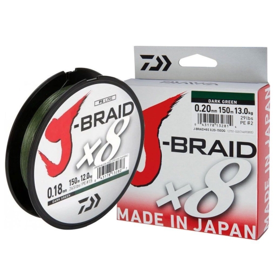 DAIWA plecionka J-BRAID X8 0,16mm 150m GREEN